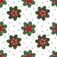 Seamless Flower pattern with polka dots vector