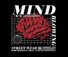 graphic design for t shirt, with text mind blowing, for street wear, vintage fashion and urban style vector