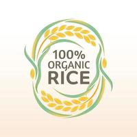 diseño de vector de logotipo de banner de producto natural orgánico premium de arroz paddy