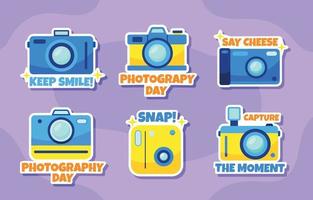 Photography Day Sticker Template vector