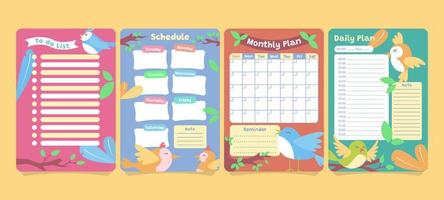 Cute and Color Full Journal Template Birds vector