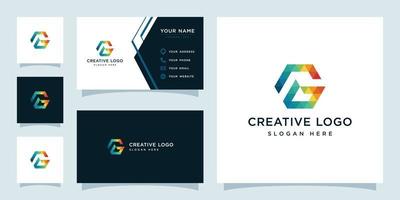 Vector graphics of initials G colorful geometry logo design template