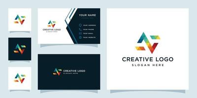 Vector graphics of initials N colorful geometry logo design template