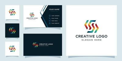 Vector graphics of initials S geometric colorful logo design template