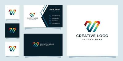 Vector graphics of initials U colorful geometry logo design template