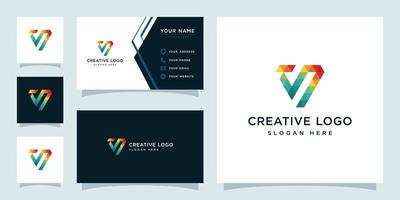 Vector graphics of initials V colorful geometry logo design template