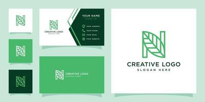 Vector graphic of letter N combined with nature logo design template