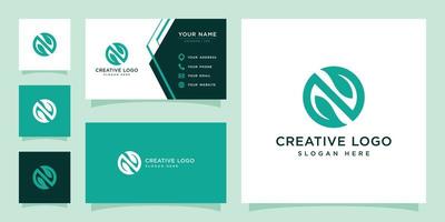 Vector graphic of letter N combined with nature logo design template