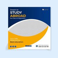 Modern study abroad social media post design template vector