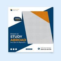 Modern study abroad social media post design template vector