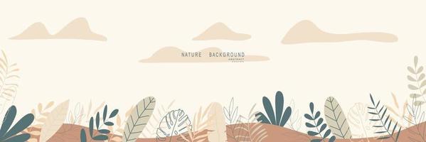 fondo de naturaleza abstracta con hojas y plantas. copie el espacio para el texto. ilustración vectorial vector