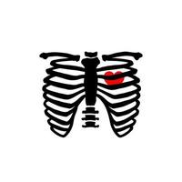 skeleton love heart vector illustration