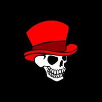 simple skull head with red hat illustration vector