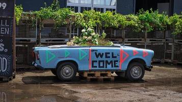 Trabant as welcome door sign in Berlin. photo