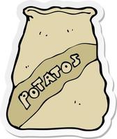 sticker of a cartoon sack of potatos vector