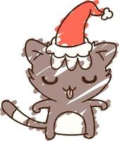 Christmas Cat Chalk Drawing vector