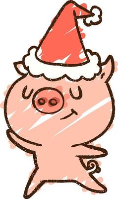 Festive Pig Chalk Drawing