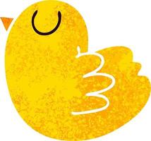 pájaro amarillo de dibujos animados de estilo de ilustración retro peculiar vector