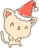 Christmas Cat Chalk Drawing vector