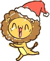 dibujo de tiza de león de navidad vector