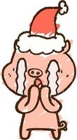 Festive Pig Chalk Drawing vector