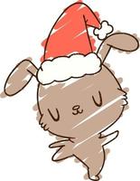 Chrismas Rabbit Chalk Drawing vector