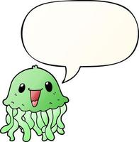 cartoon jellyfish and speech bubble in smooth gradient style vector