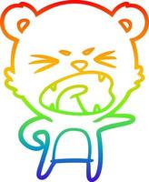 rainbow gradient line drawing angry cartoon bear vector