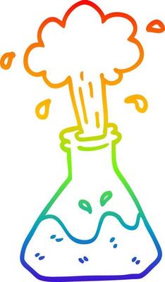 rainbow gradient line drawing cartoon exploding chemical set