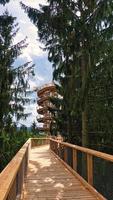 Cloef at the Saar loop, observation tower with view of the Saar. Landscape panorama. photo
