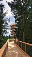 Cloef at the Saar loop, observation tower with view of the Saar. Landscape panorama. photo