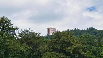 Cloef at the Saar loop, observation tower with view of the Saar. Landscape panorama. photo