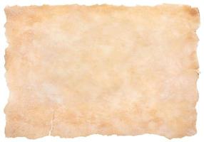 old parchment paper sheet vintage aged or texture isolated on white background photo