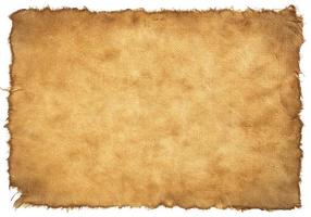 old parchment paper sheet vintage aged or texture isolated on white background photo