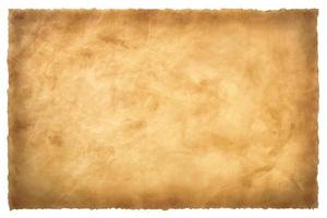 old parchment paper sheet vintage aged or texture isolated on white background photo