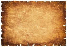 old parchment paper sheet vintage aged or texture isolated on white background photo