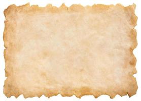 old parchment paper sheet vintage aged or texture isolated on white background photo