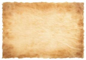 old parchment paper sheet vintage aged or texture isolated on white background photo