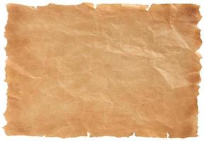 old parchment paper sheet vintage aged or texture isolated on white background photo