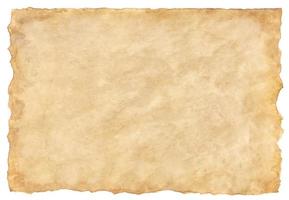 old parchment paper sheet vintage aged or texture isolated on white background photo