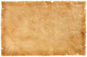 old parchment paper sheet vintage aged or texture isolated on white background photo