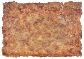 old parchment paper sheet vintage aged or texture isolated on white background photo