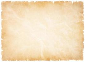 old parchment paper sheet vintage aged or texture isolated on white background photo