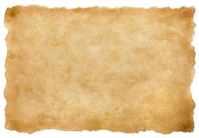 old parchment paper sheet vintage aged or texture isolated on white background photo