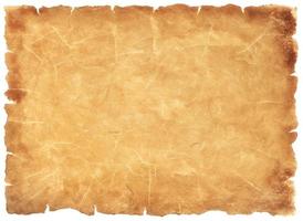 old parchment paper sheet vintage aged or texture isolated on white background photo