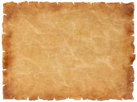 old parchment paper sheet vintage aged or texture isolated on white background photo