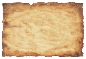 old parchment paper sheet vintage aged or texture isolated on white background photo