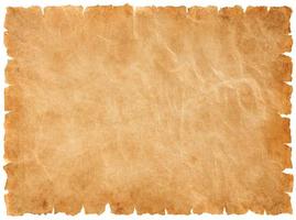 old parchment paper sheet vintage aged or texture isolated on white background photo