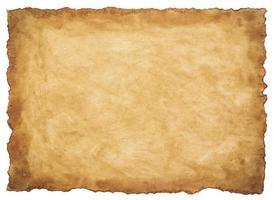 old parchment paper sheet vintage aged or texture isolated on white background photo