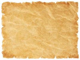 old parchment paper sheet vintage aged or texture isolated on white background photo